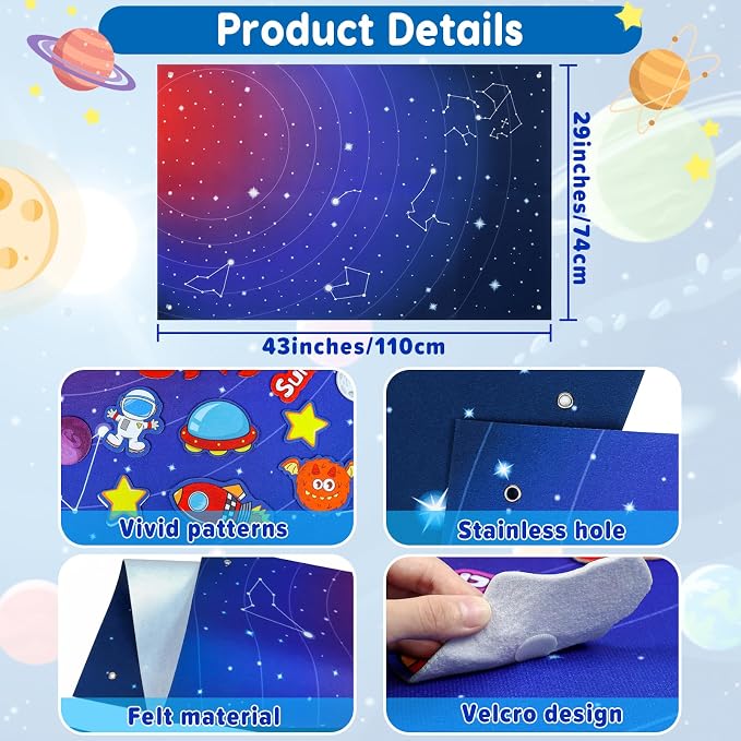 OKOOKO Solar System Felt Story Board Set 41PCS 43x29inch Outer Space Universe - Image 2