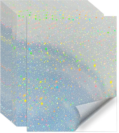 Printable Sticker Paper, 20 Sheets Printable Holographic Star Sticker Paper by Unknown