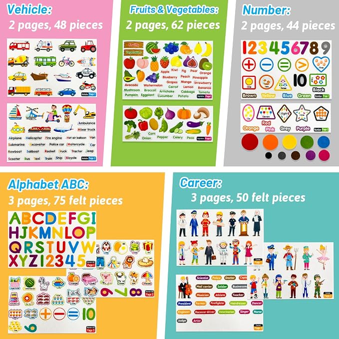 PENGFULL 5 Felt Learning Pieces Set, Alphabet Letters Fruits and Vegetables - Image 3