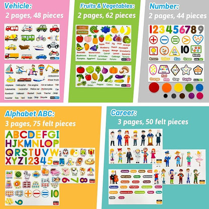 PENGFULL 5 Felt Learning Pieces Set, Alphabet Letters Fruits and Vegetables - Image 3