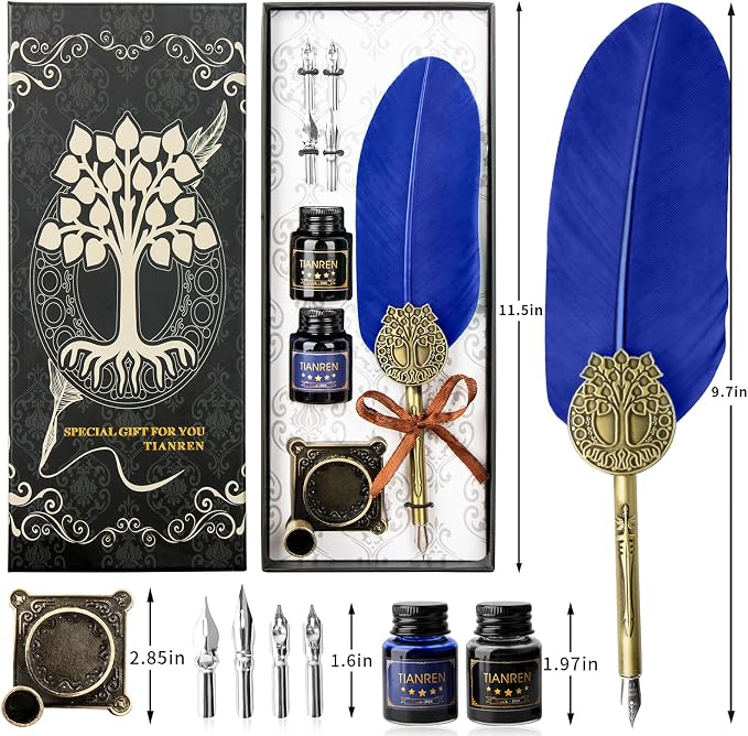 Quill pen ink set, Feather Pen and Ink Set, Antique Calligraphy Pen - Image 7