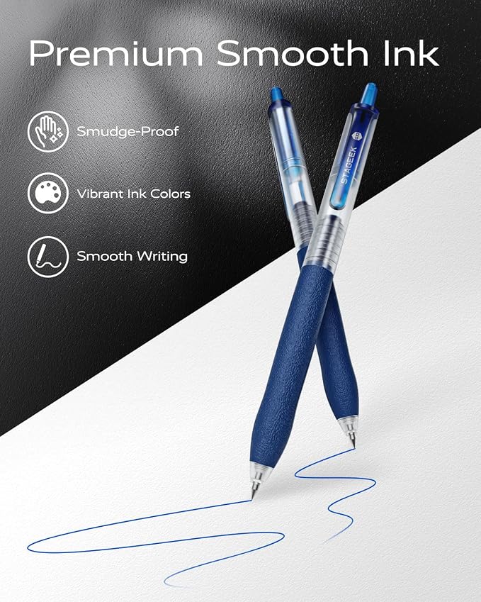 0.5mm Gel Pens Fine Point Smooth Writing Pens, Retractable Leather-Like Blue - Image 5