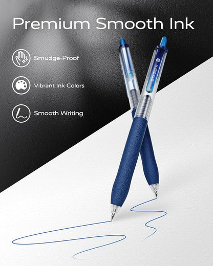 0.5mm Gel Pens Fine Point Smooth Writing Pens, Retractable Leather-Like Blue - Image 5