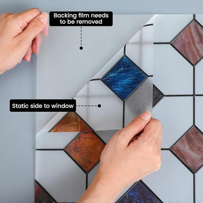 DKTIE Stained Glass Window Film Geometric Patterns, Fine Frosted Window Clings - Image 7