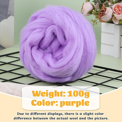 3.53oz Wool Roving Yarn, Wool Felting Supplies, Pure Wools, Chunky Yarn - Image 2