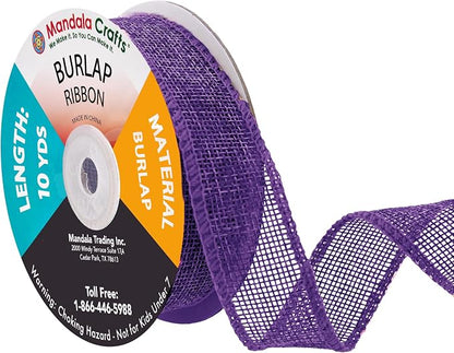 Mandala Crafts Purple Burlap Ribbon 1 Inch Wide Jute Ribbons by MandalaCrafts