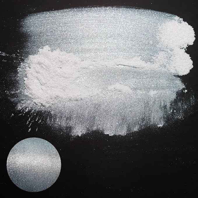 Matio Interference Mica Powder, 1.06oz/ 30g Snow White Chrome Powder, - Image 2