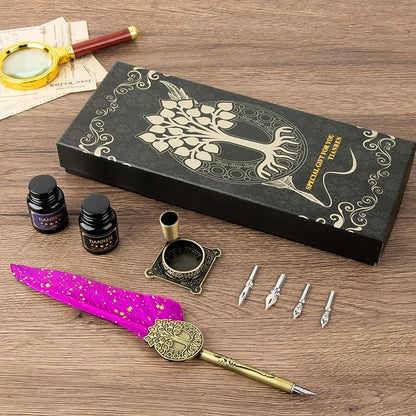 Feather Pen and Ink Set, quill pen ink set, Antique Calligraphy Pen - Image 7