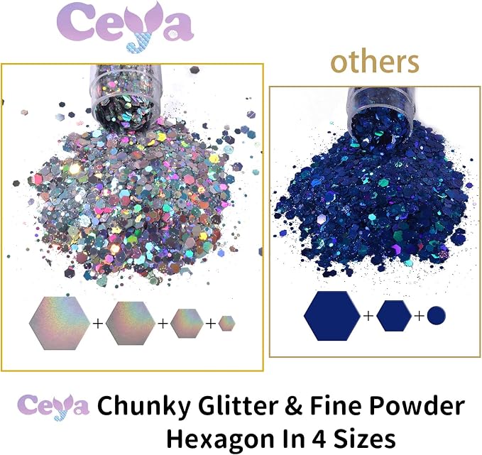 Ceya Holographic Chunky Glitter Set 28 Colors, 9.87oz/280g Craft Glitter Powder - Image 4