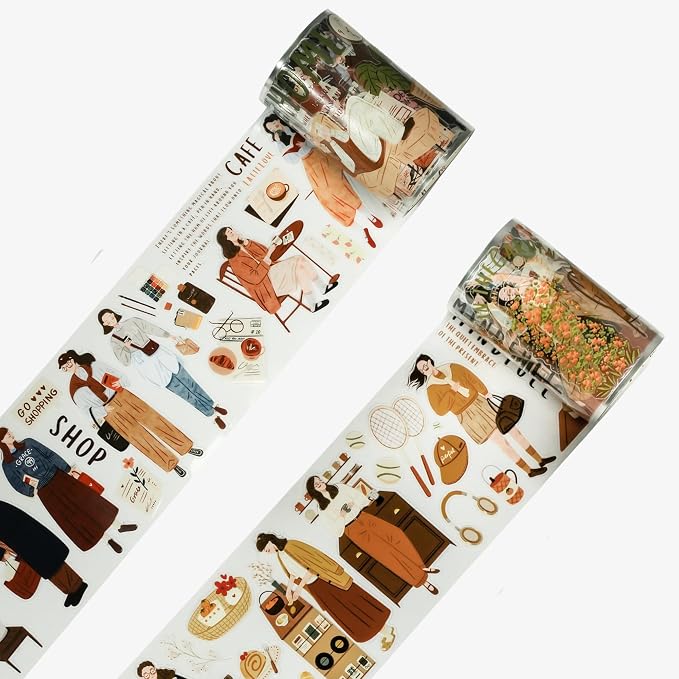 WT Pre-Cut Planner’s Day PET Tape Set, 2 Rolls, Original Designs, Waterproof by WTwashitapes