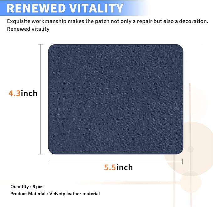 Azobur Sofa Fabric Repair Patch, 6 Piece Microfiber Patches, Self Adhesive - Image 2