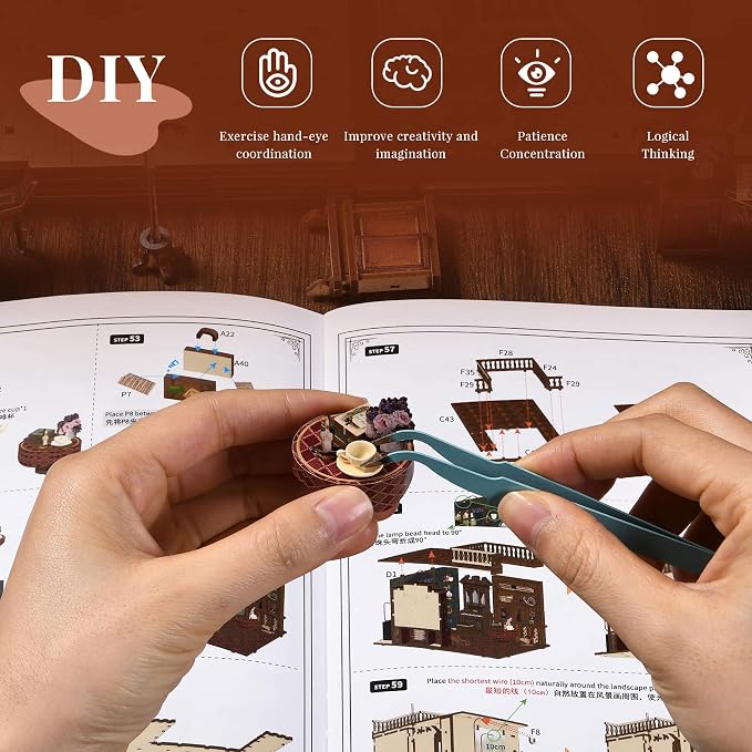 Book Nook Kit Music, DIY Miniature House Kit Book Nook, 3D Wooden Puzzle - Image 7