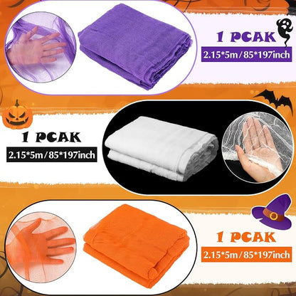 Boao Halloween Cheese cloth 84.65 x 590.55 Inch White Orange and Purple - Image 2