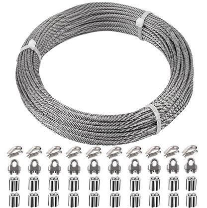 1/8 Inch Stainless Steel Wire Rope Cable Kit, 100 ft Length 1/8“ Wire Cable 7x7 by Roxanned