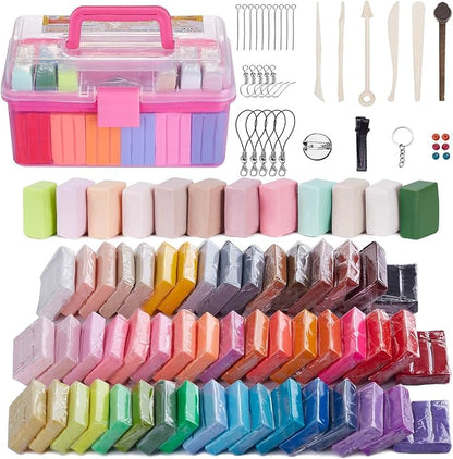 ifergoo Polymer Modeling Clay for Kids DIY Starter Kits, 62 Color Oven Baked by iFergoo