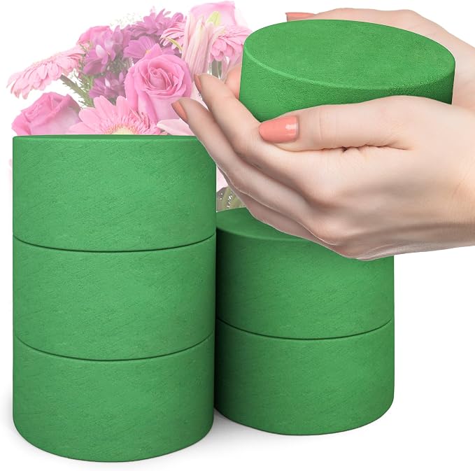 Max Shape 6Pcs Floral Foam Round Blocks, Large Wet and Dry Green Foam by MaxShape