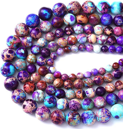 60PCS 6mm Natural Galaxy Sea Sediment Jasper Beads Gemstone Round Loose Spacer - Image 3