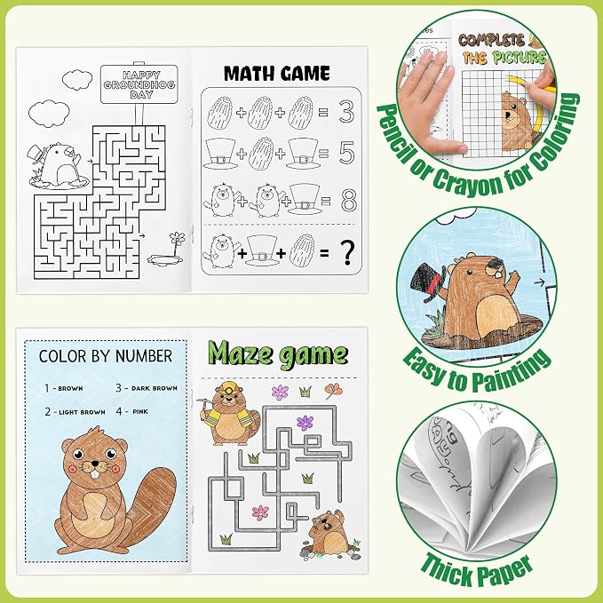JAPBOR Groundhog Activity Coloring Book - Image 4
