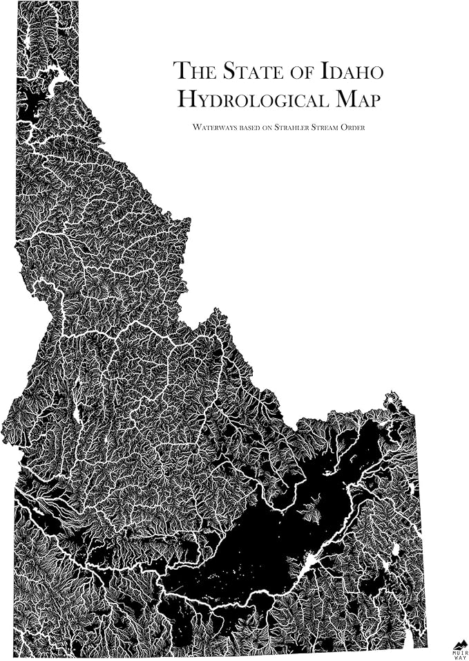 Muir Way Hydrological River Map of Idaho by MuirWay