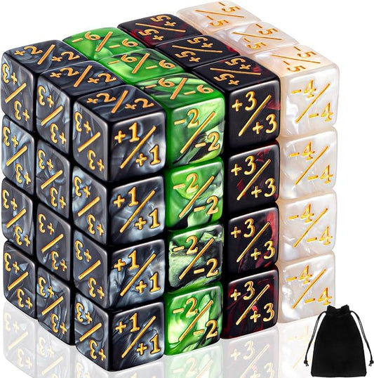 Sumind 48 Pcs Magic Life Counter Dice -1/+1 Counters Commander Buff Tokens 6 by Sumind