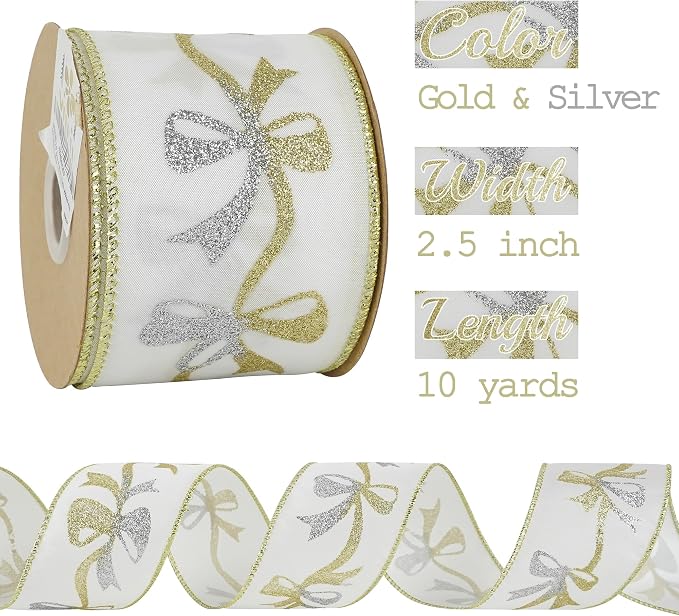 MEEDEE Gold & Silver Christmas Ribbon - Image 2
