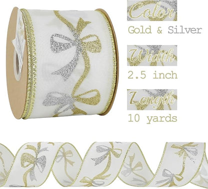 MEEDEE Gold & Silver Christmas Ribbon - Image 2