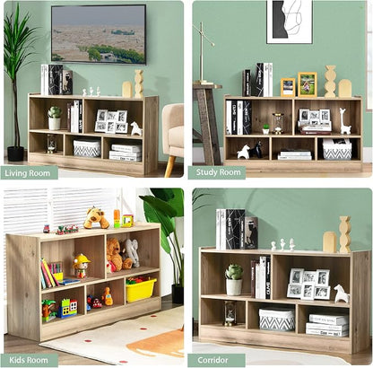 Tangkula 5 Cube Bookcase, 2 Tier Wooden Storage Open Bookshelf, Kid's Playroom - Image 8