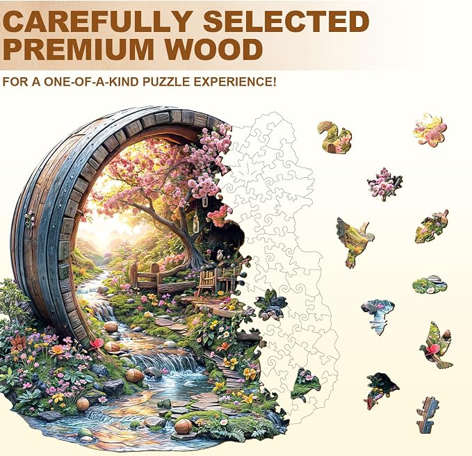 Wooden Puzzles for Adults, Spring Flower Wooden Jigsaw Puzzle for Adults - Image 2