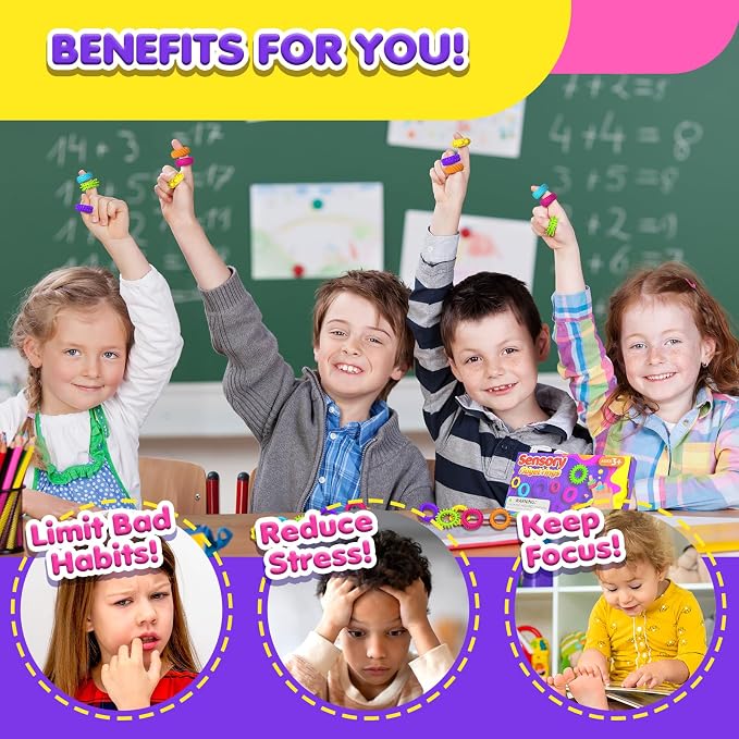 Fidget Toys Sensory Rings for Kids: Fidget Ring 18 Pack - Image 4