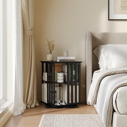YOWOS Rotating Bookshelf Tower, 360 Display Spinning Bookcase, Bamboo Bookshelf - Image 4