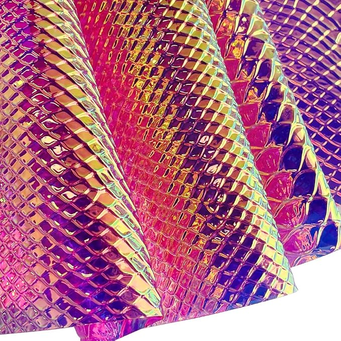 ONEART | Iridescent Transparent Embossed Vinyl Holographic Blue Clear PVC Vinyl - Image 2