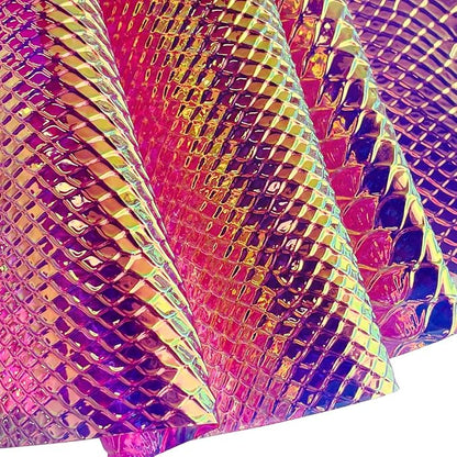 ONEART | Iridescent Transparent Embossed Vinyl Holographic Blue Clear PVC Vinyl - Image 2