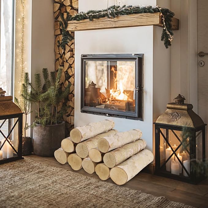 6 Pack Birch Logs for Fake Fireplace Decorative White Birch Branches Logs - Image 2