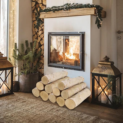 6 Pack Birch Logs for Fake Fireplace Decorative White Birch Branches Logs - Image 2