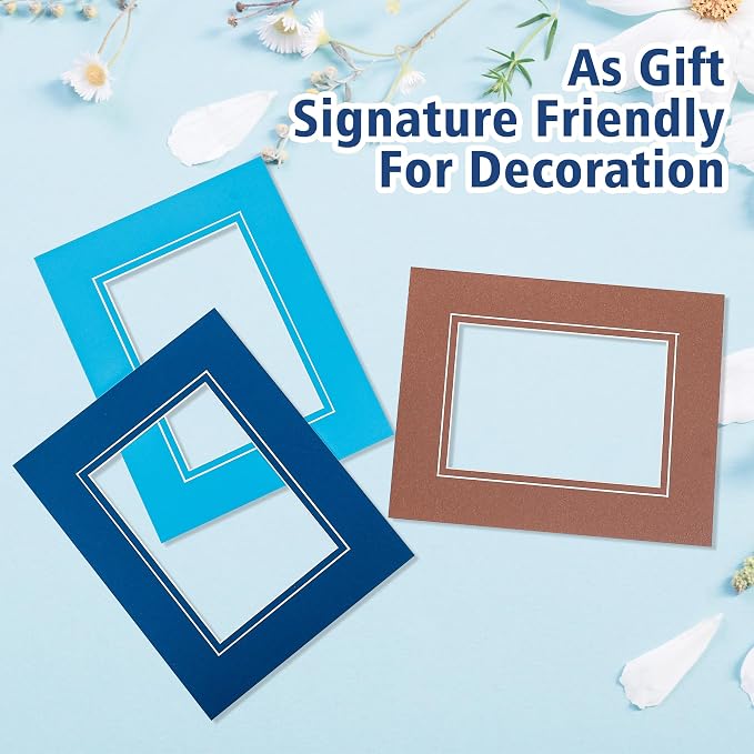 HOTUO 10 Pack Acid Free Colorful Picture Frame Mats, Pre-Cut 8x10 Picture Mats - Image 2