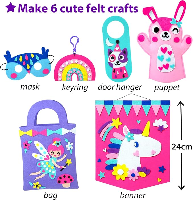 KRAFUN My First Beginner Felt Kit Unicorn Girl Animal Craft - Image 2