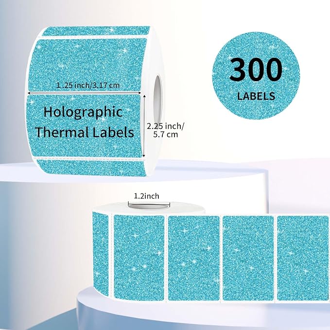 2.25"x1.25" Holographic Thermal Labels Stickers, Glitter Direct Thermal Printer - Image 2