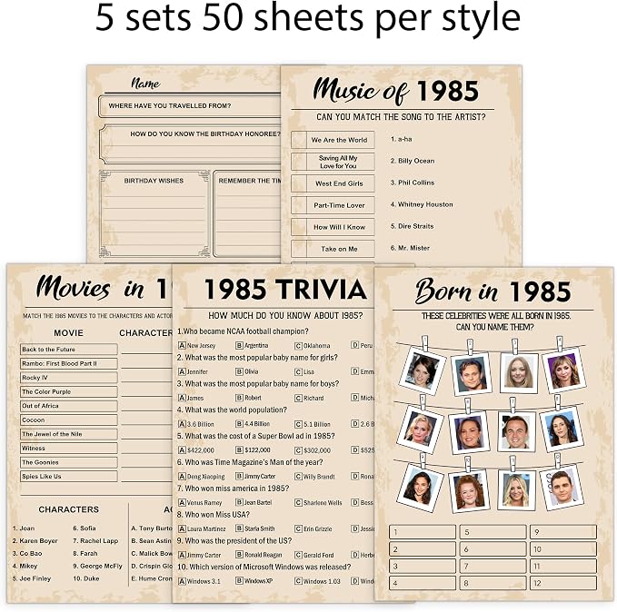 QUPT 40th Birthday Party Games, Born in 1985 Games Bundle, Birthday Party - Image 4