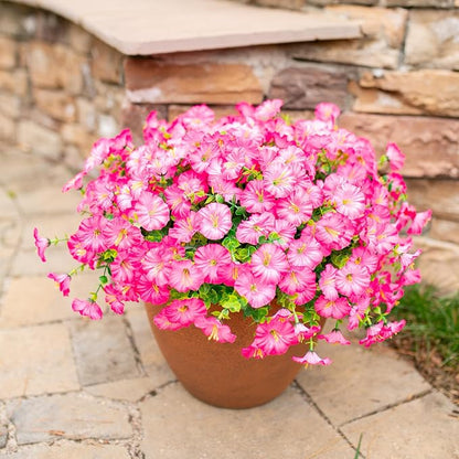 Artificial Flowers Fake Plants for Outdoors Decoration, 12 Bundles Pink Silk - Image 8