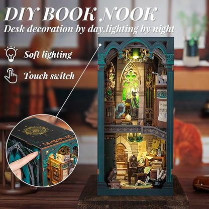 Fsolis Book Nook Kits for Adults, DIY Miniature House Kit 3D Wooden Puzzle - Image 3