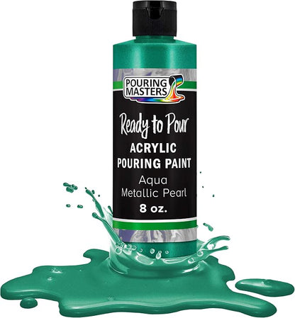 Pouring Masters Aqua Metallic Pearl Ready to Pour Acrylic Pouring Paint by USArtSupply