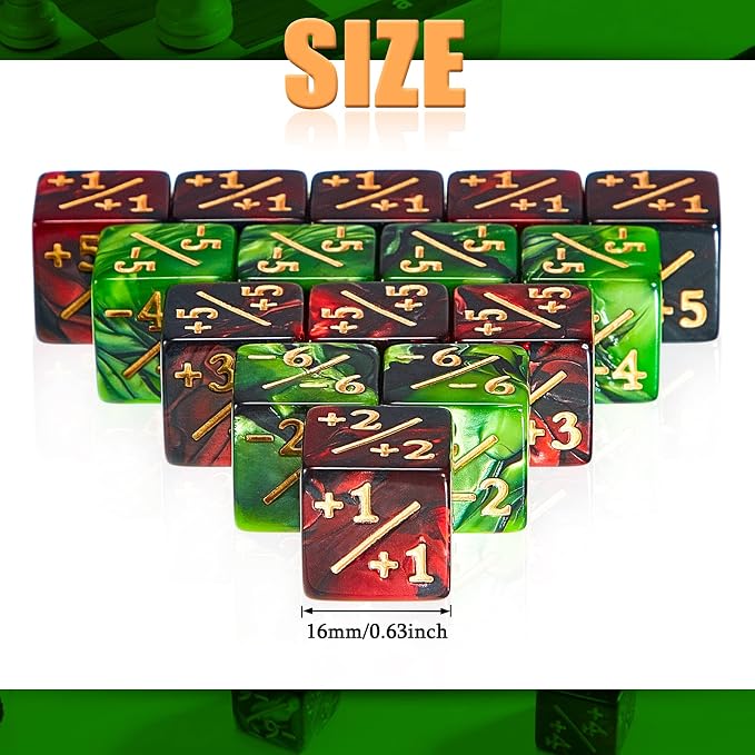 Sumind 48 Pcs Magic Life Counter Dice -1/+1 Counters Commander Buff Tokens 6 - Image 2
