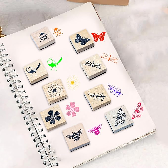 9 PCS Vintage Wooden Rubber Stamps, Wood Stamps - Image 5