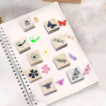 9 PCS Vintage Wooden Rubber Stamps, Wood Stamps - Image 5