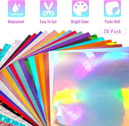 GIRAFVINYL Assorted Holographic Vinyl Sheets, Holographic Glitter Permanent - Image 5