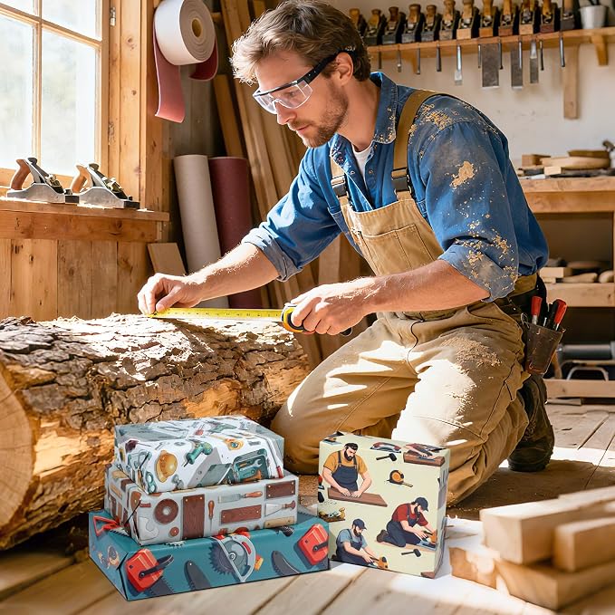 Pineraap 12 Sheets Carpenter Wrapping Paper, Woodworking Tools & Craftsman - Image 4