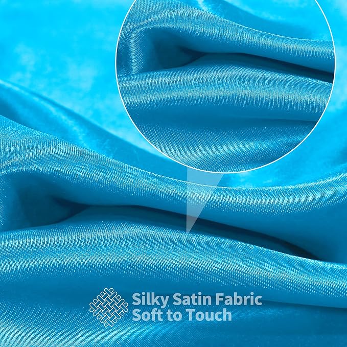 RUDONG M Aqua Blue Satin Fabric by The Yard, 3 Yard x 60 Inch Wide Silky - Image 5