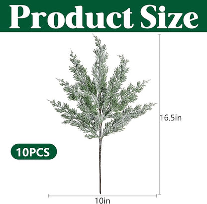 10 Packs 16.5" Artificial Christmas Snow Pine Branches, Snow Flocked Faux - Image 2