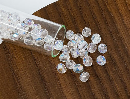 100 pcs of Faceted Fire Polished Pressed Czech Glass Beads 4mm, Crystal AB - Image 3