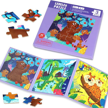 3 in 1 Toddlers Animal Magnetic Jigsaw Puzzle, Travel Puzzles by WelcometoEREBADI